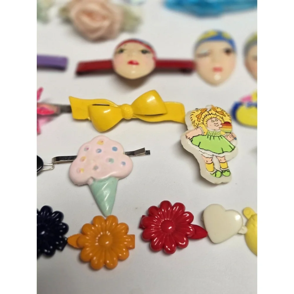 Vintage 80s 90s Hair Barrettes Claw Clips Scuncii Cabbage Patch Pin Mixed Lot